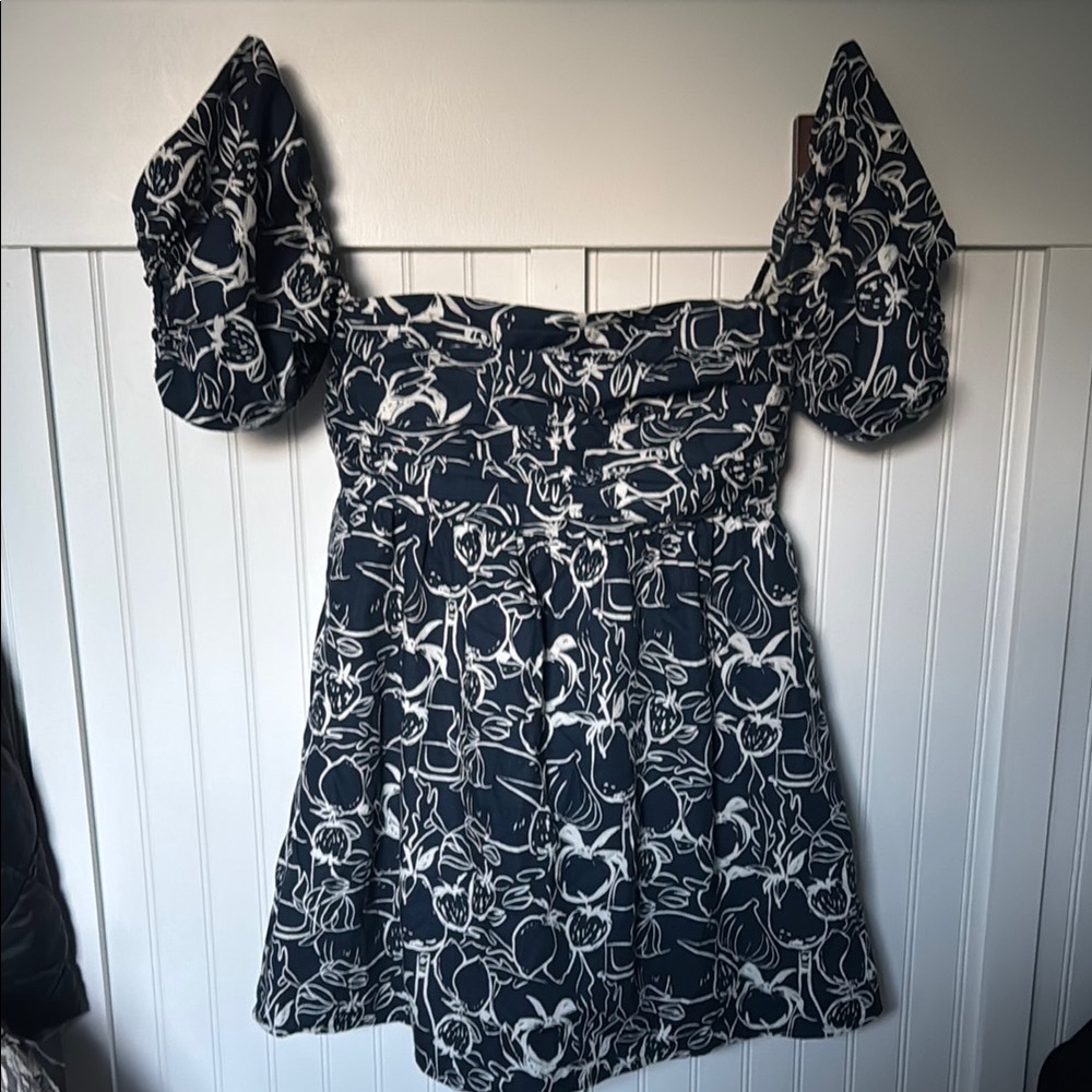 Navy and White Off-Shoulder Dress - Picture 2 of 2